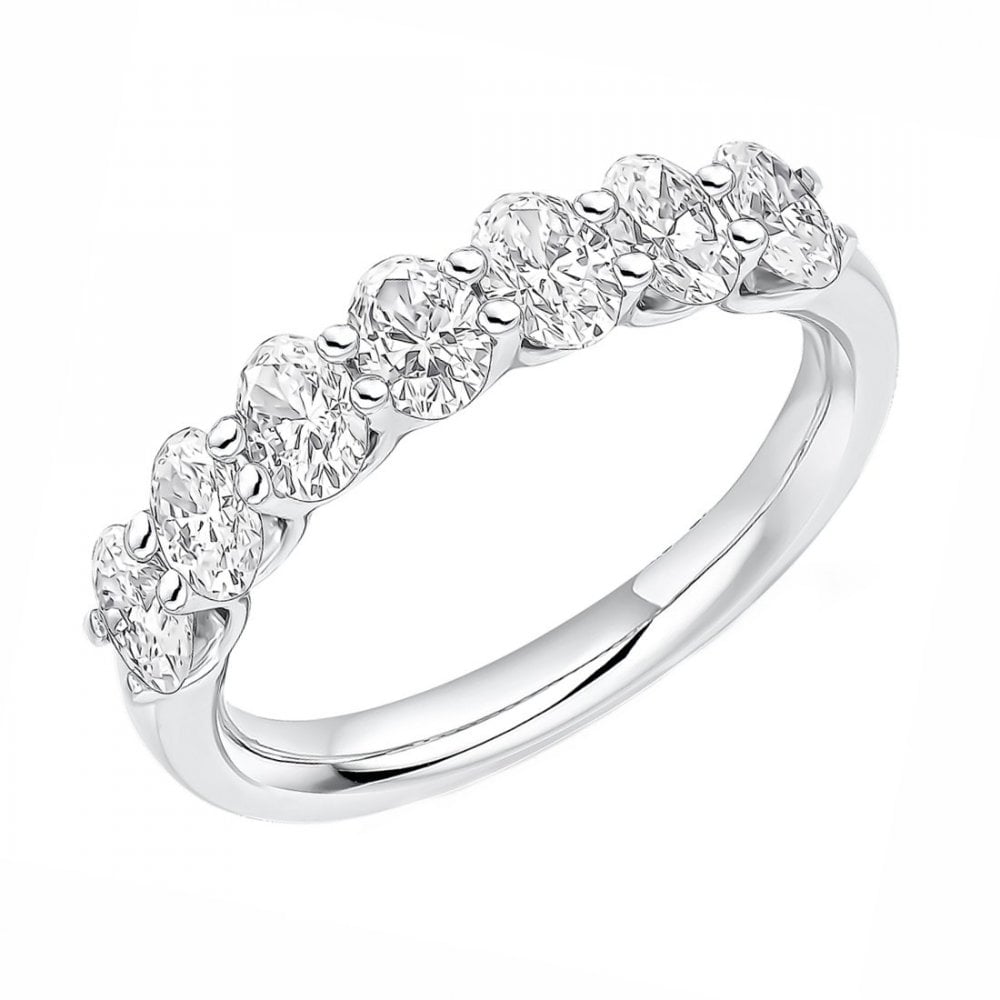 Lab grown platinum 1.40ct oval cut diamond half eternity ring
