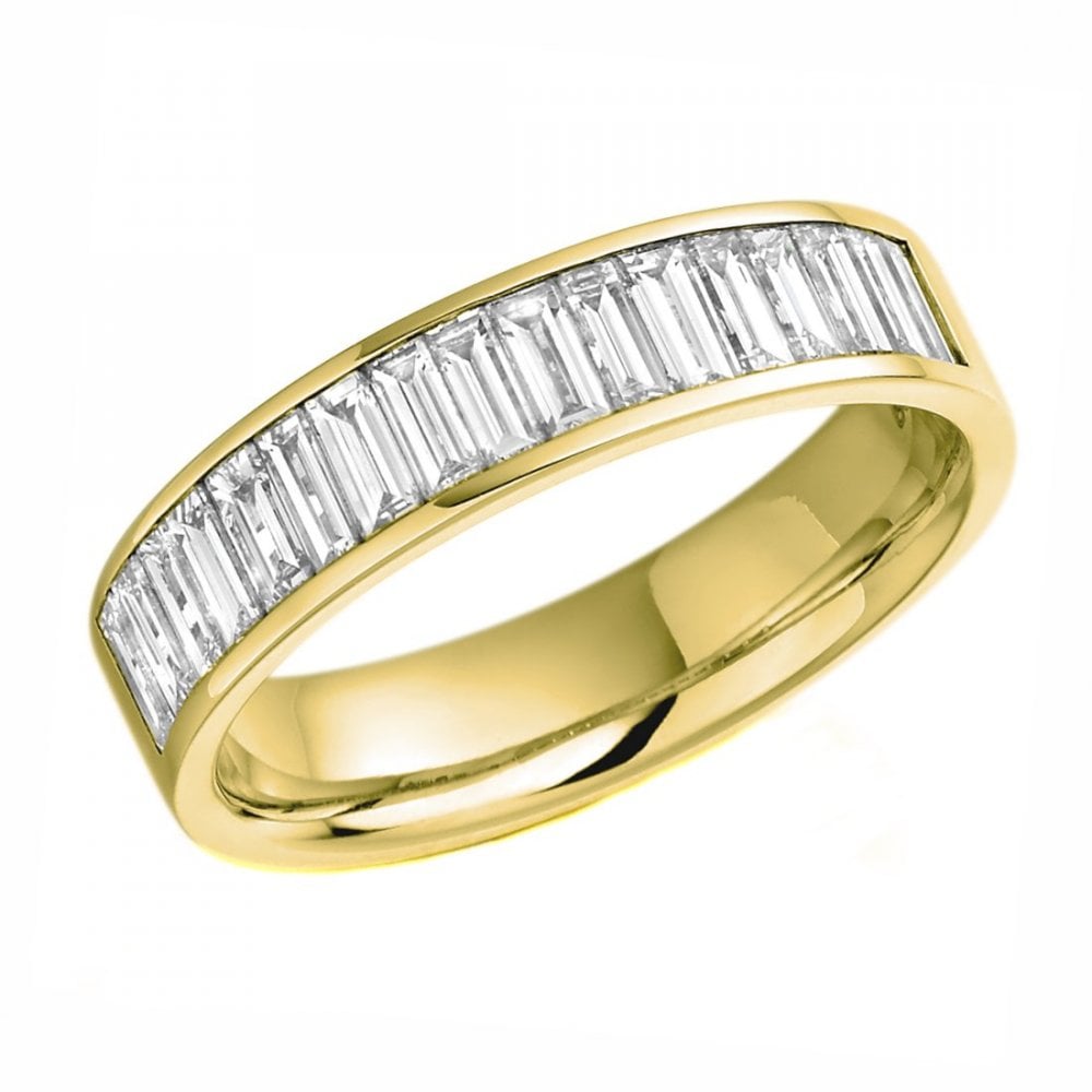 18ct yellow gold 1.00ct baguette cut diamond half eternity ring