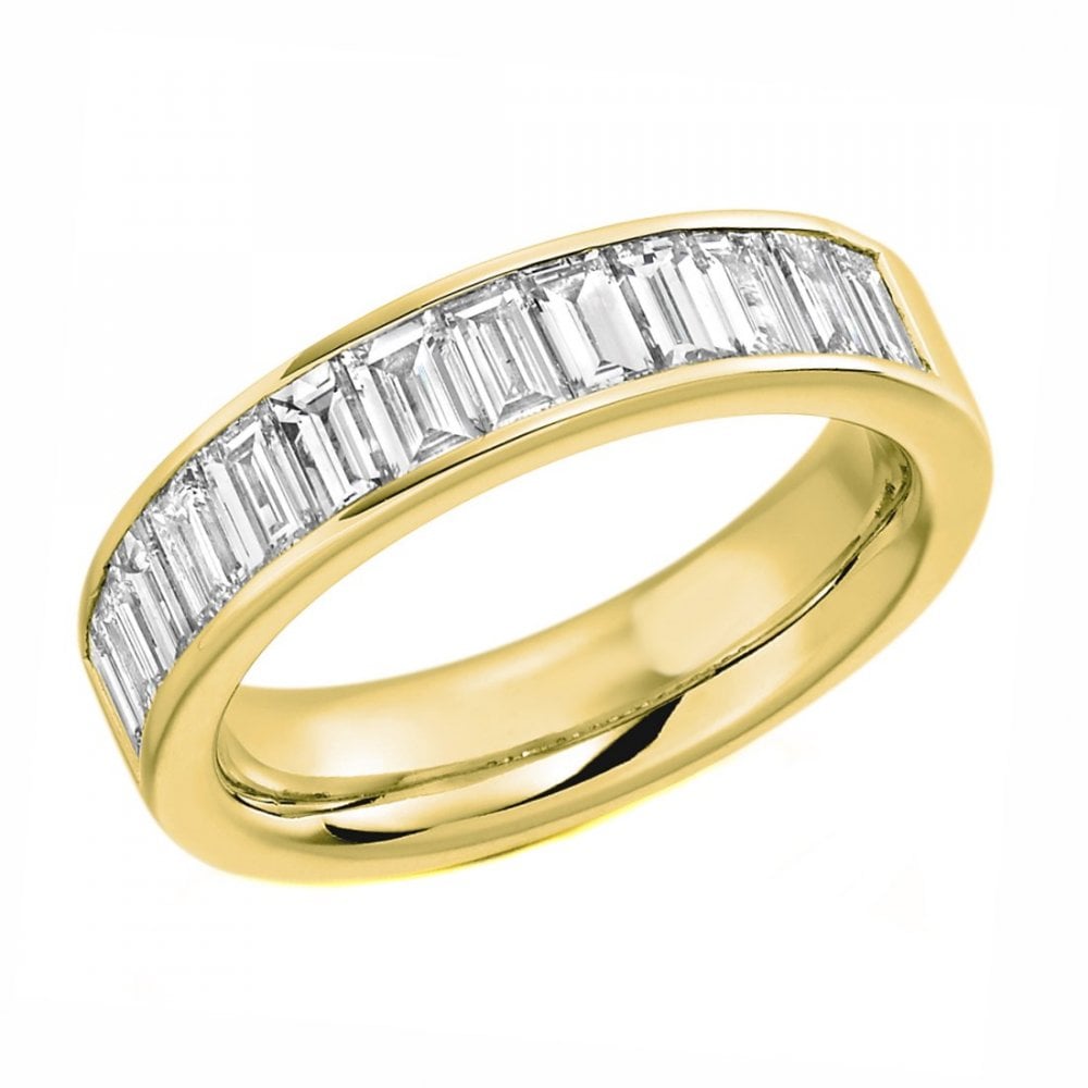 18ct yellow gold 1.50ct baguette cut diamond half eternity ring