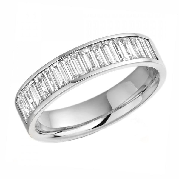 Lab grown platinum 1.00ct baguette diamond half eternity ring