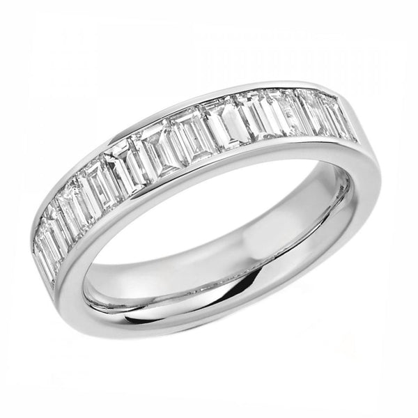 Lab grown platinum 1.50ct baguette diamond half eternity ring