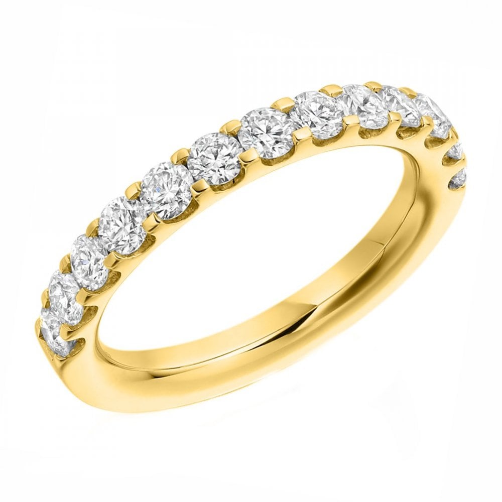 Lab grown 18ct yellow gold 1.00ct round half eternity ring