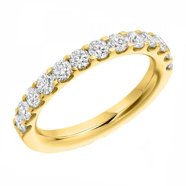 Lab grown 18ct yellow gold 1.00ct round half eternity ring