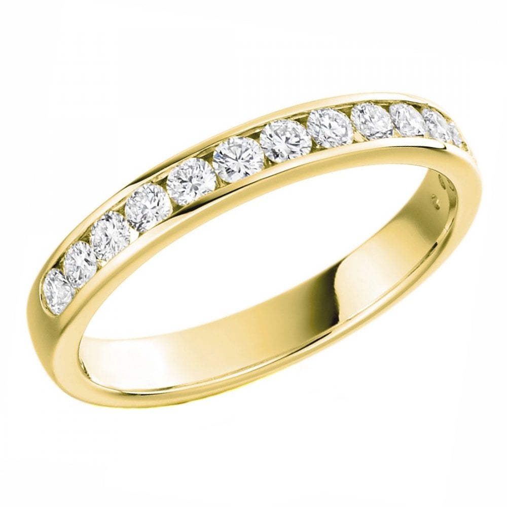 18ct yellow gold 0.50ct round diamond half eternity ring