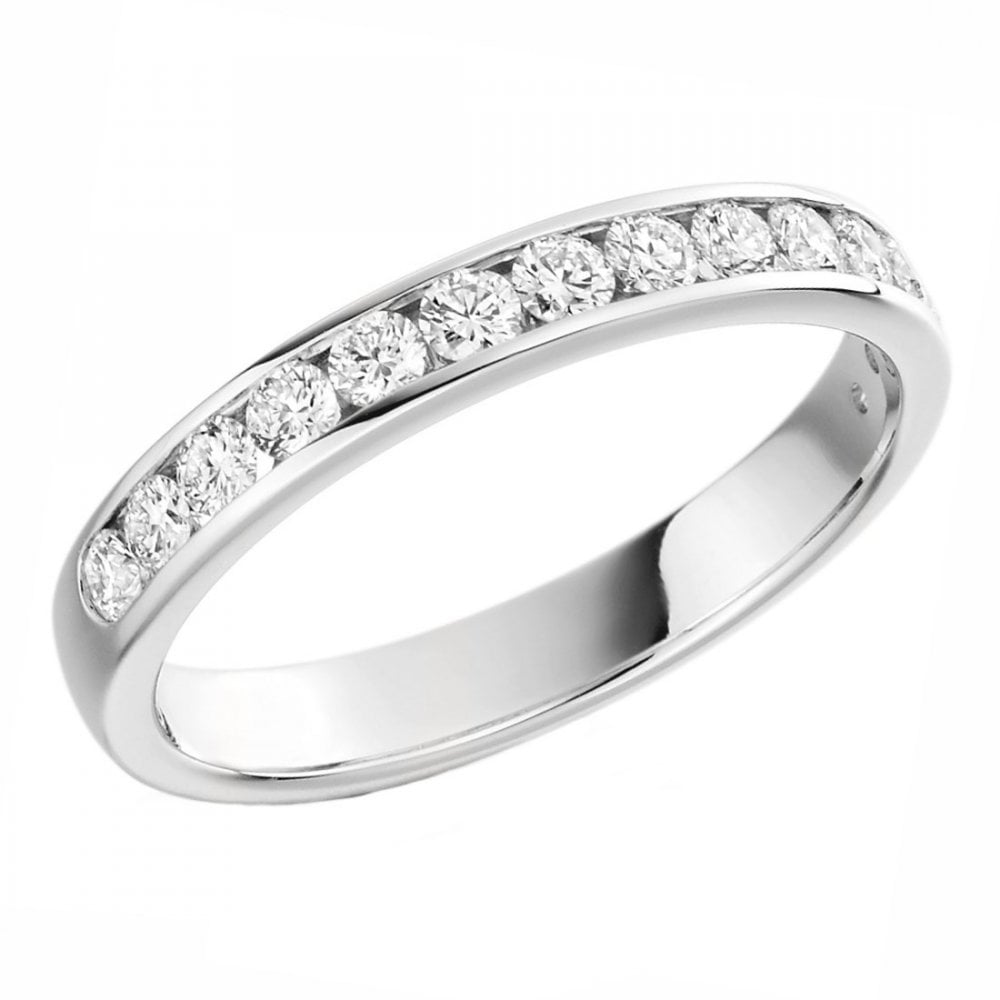 Lab grown platinum 0.50ct round diamond half eternity ring