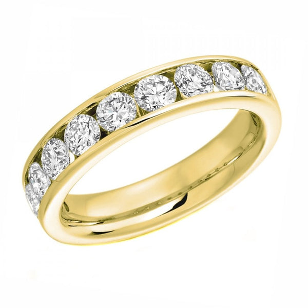 18ct yellow gold 1.50ct round diamond half eternity ring