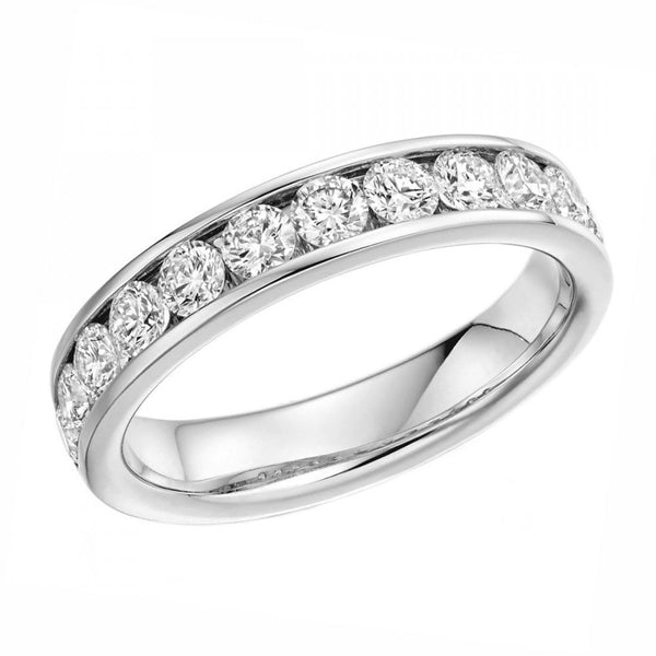 Lab grown platinum 1.00ct round diamond half eternity ring