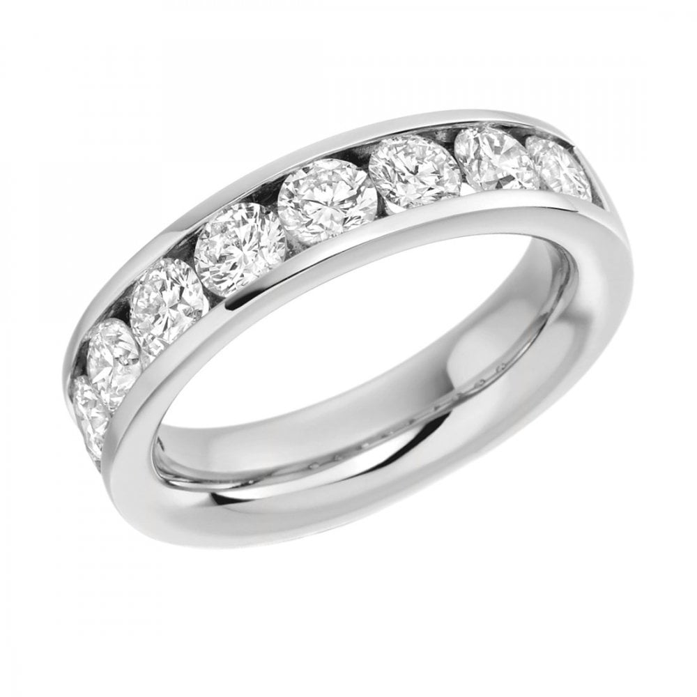Platinum 2.00ct round brilliant cut diamond half eternity ring