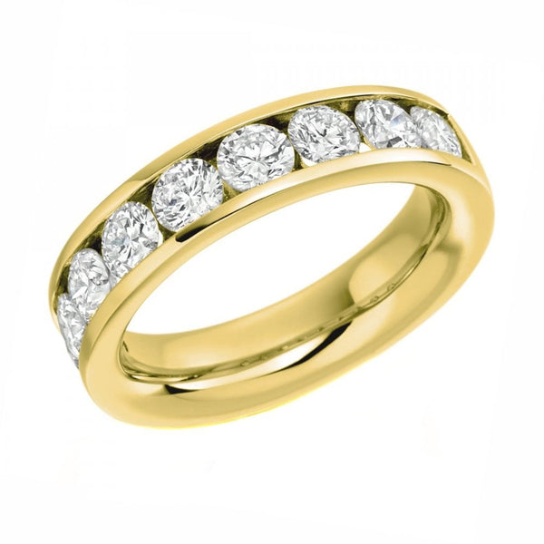 18ct yellow gold 2.00ct round diamond half eternity ring