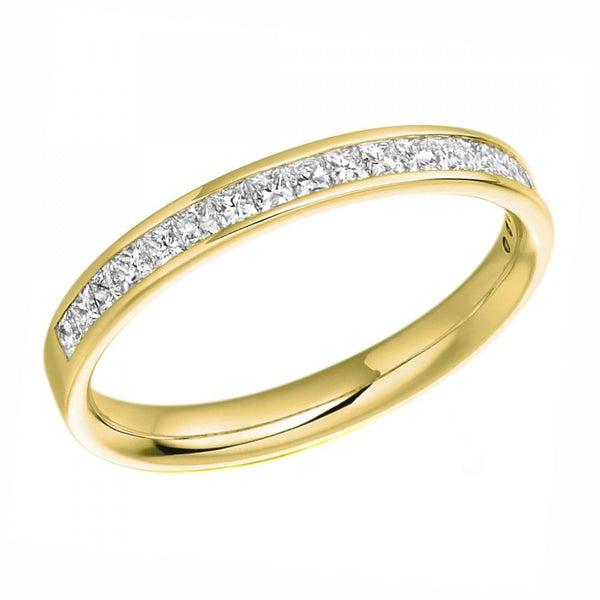 18ct yellow gold 0.50ct princess cut diamond half eternity ring
