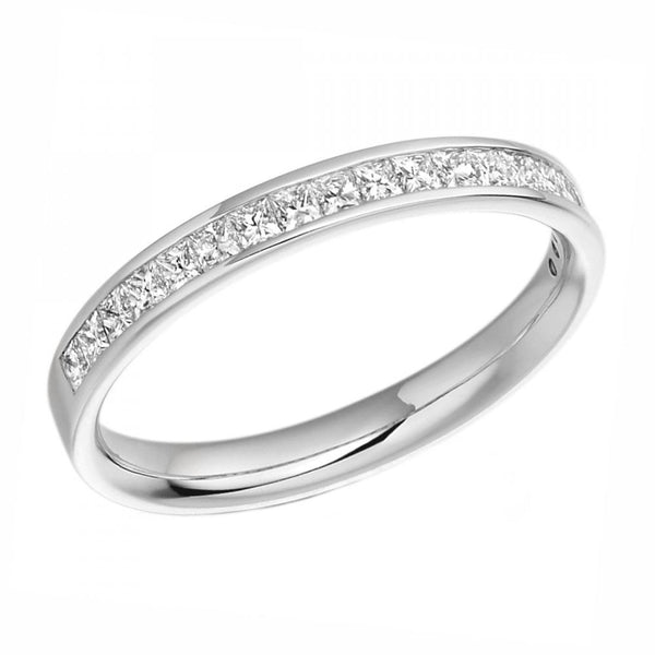 Lab grown platinum 0.50ct princess diamond half eternity ring