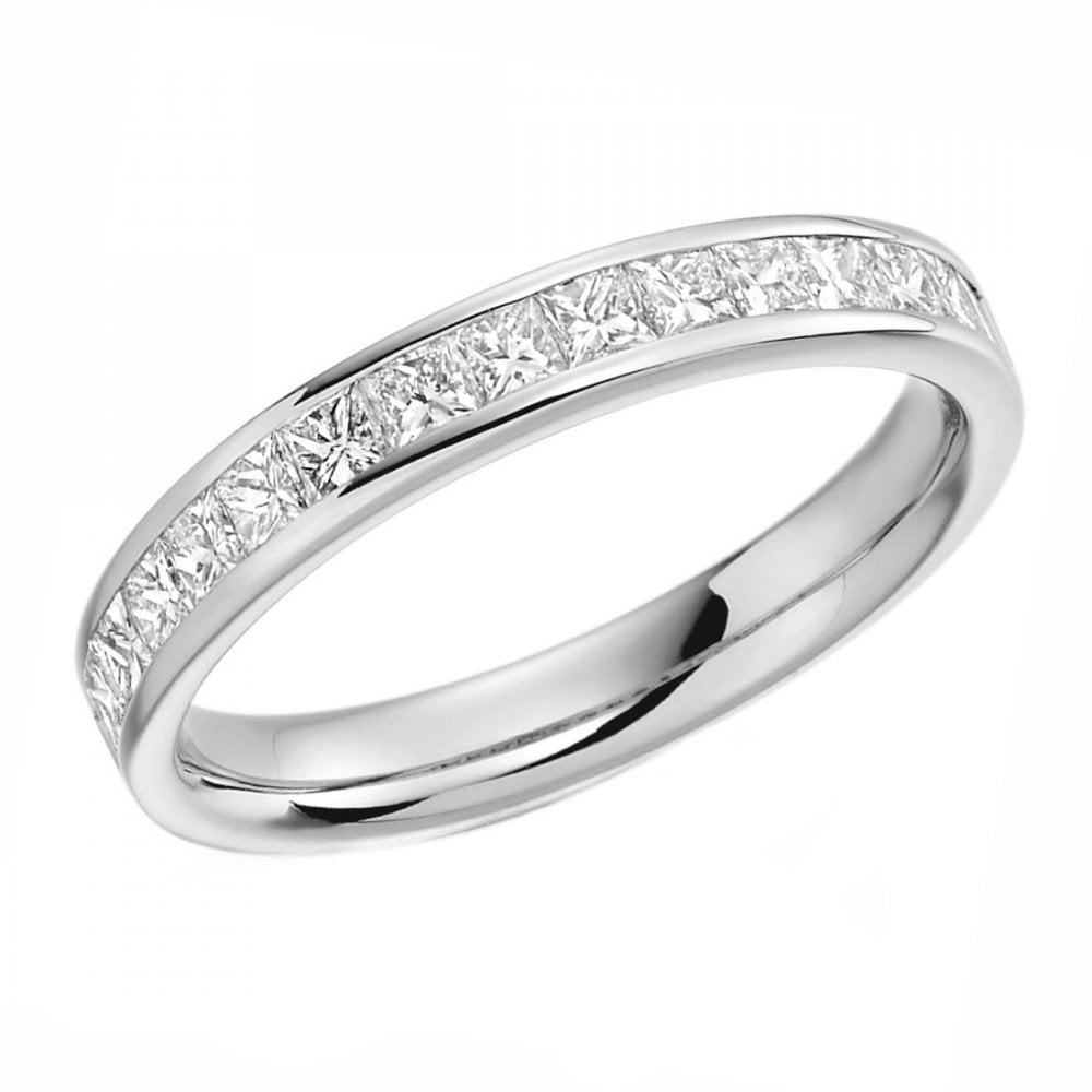 Platinum 0.75ct princess cut diamond half eternity ring