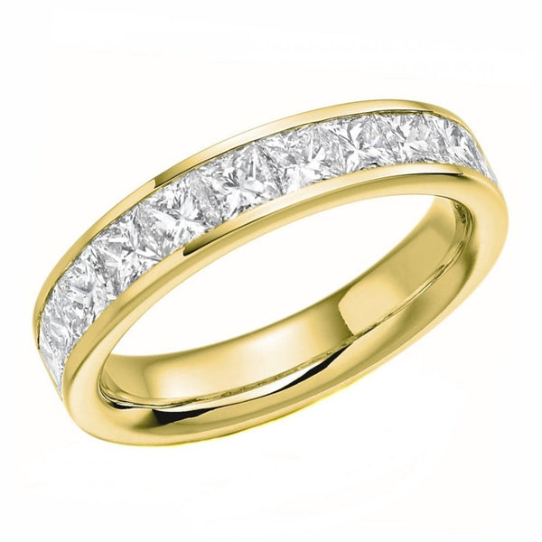 18ct yellow gold 1.50ct princess cut diamond half eternity ring