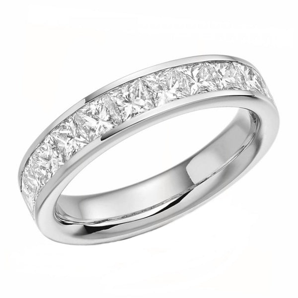 Platinum 1.50ct princess cut diamond half eternity ring