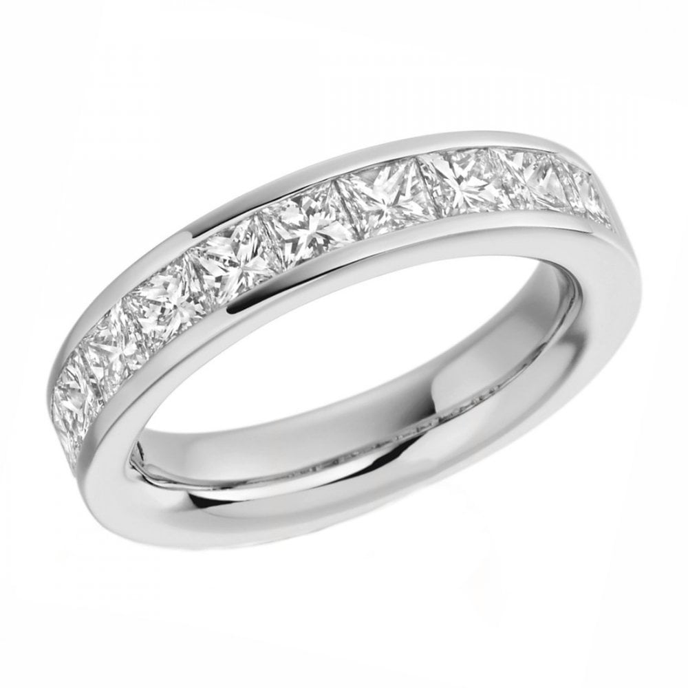 Lab grown platinum 2.00ct princess diamond half eternity ring