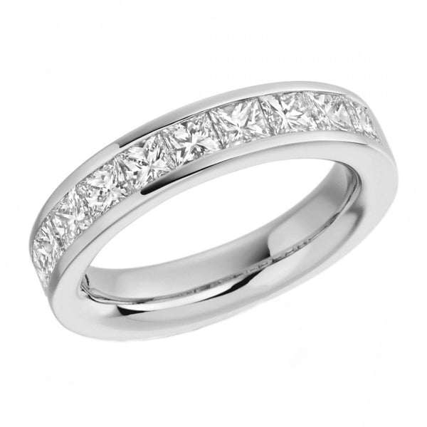 Lab grown platinum 2.00ct princess diamond half eternity ring