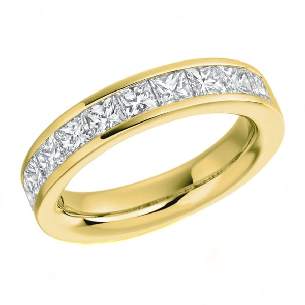 18ct yellow gold 2.00ct princess cut diamond half eternity ring