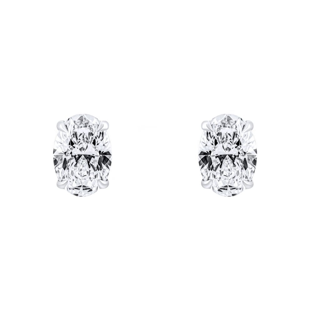 Lab grown platinum 0.90ct D VVS2 IGI oval diamond stud earrings