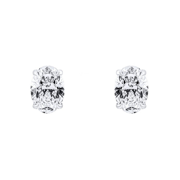 Lab grown platinum 0.90ct D VVS2 IGI oval diamond stud earrings