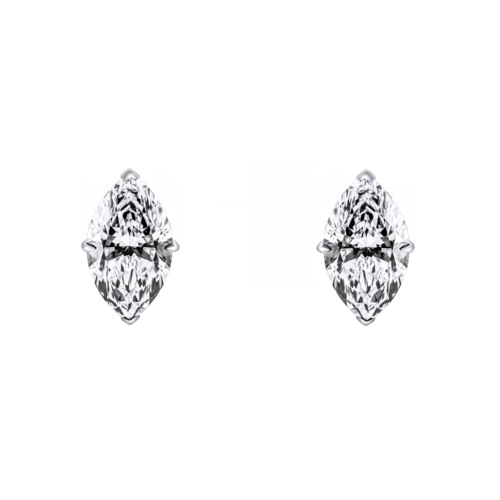 Lab grown platinum 1.50ct D VVS2 marquise diamond stud earrings