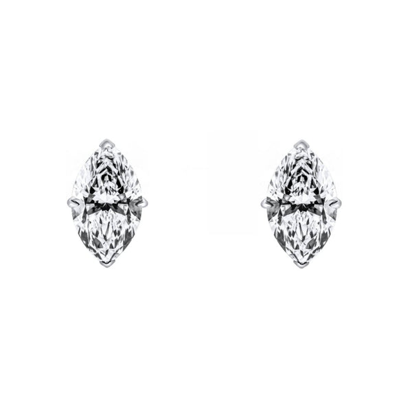 Lab grown platinum 1.50ct D VVS2 marquise diamond stud earrings