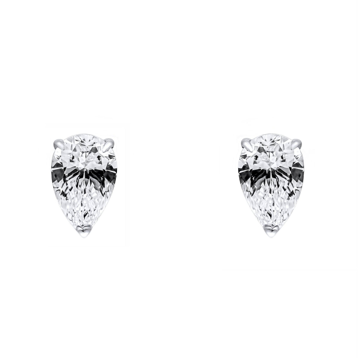 Lab grown platinum 0.80ct D VVS2 IGI pear diamond stud earrings