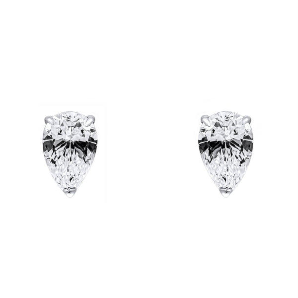 Lab grown platinum 0.80ct D VVS2 IGI pear diamond stud earrings
