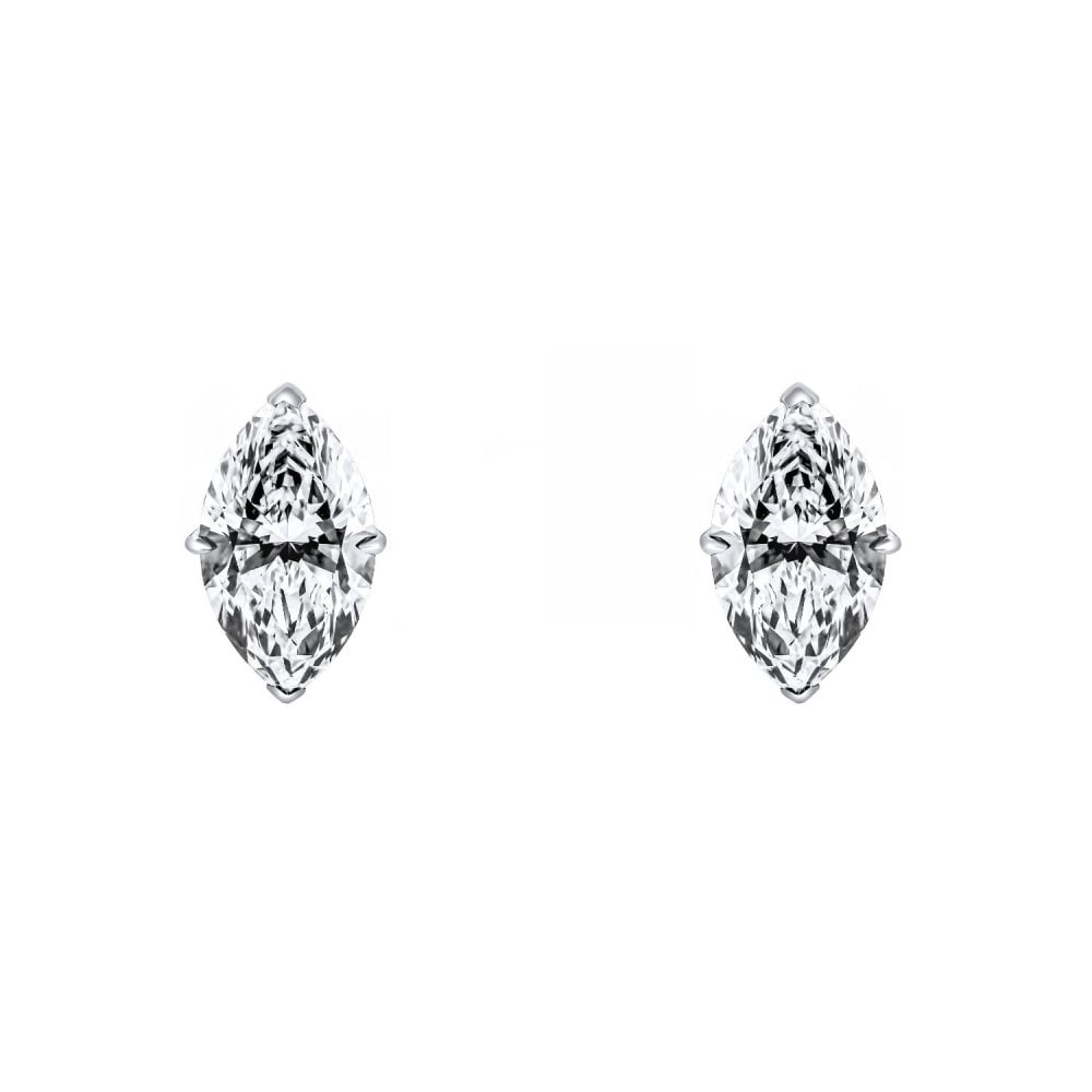 Lab grown platinum 1.00ct D VVS2 marquise diamond stud earrings