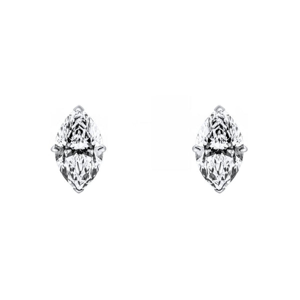 Lab grown platinum 1.00ct D VVS2 marquise diamond stud earrings