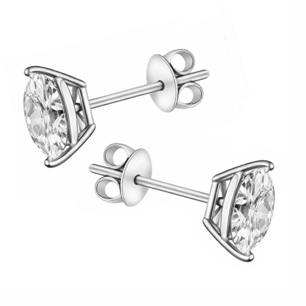 Lab grown platinum 1.00ct D VVS2 marquise diamond stud earrings