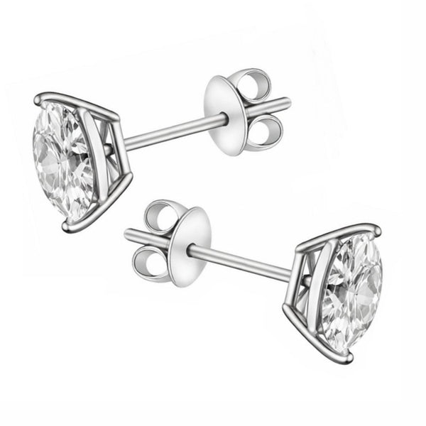 Lab grown platinum 1.50ct D VVS2 marquise diamond stud earrings