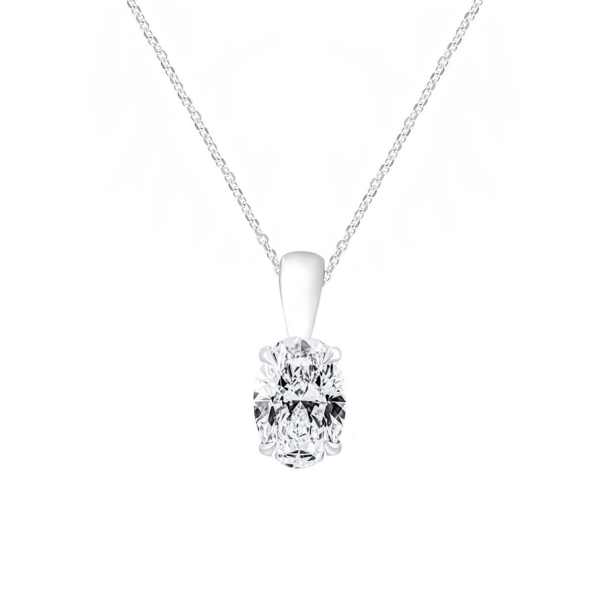 Lab grown platinum 0.80ct D VVS2 IGI oval cut diamond pendant
