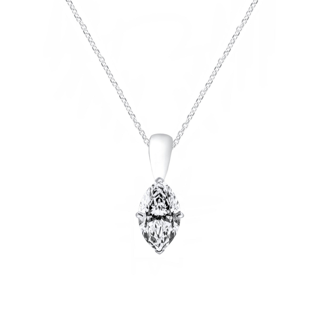 Lab grown platinum 1.06ct D VVS2 IGI marquise diamond pendant