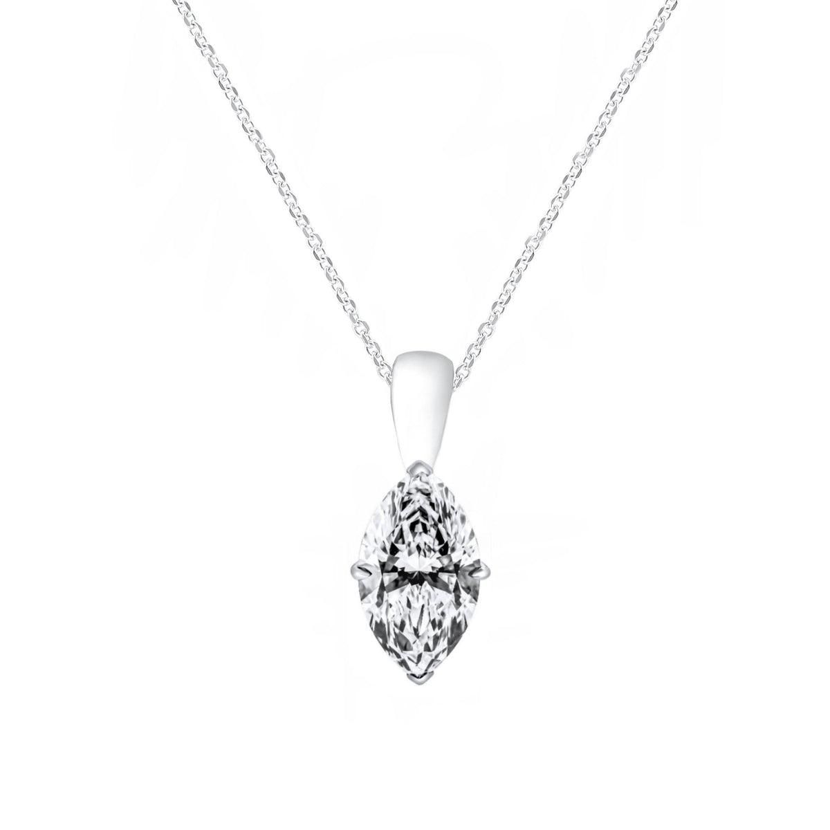 Lab grown platinum 2.00ct D VVS2 IGI marquise diamond pendant