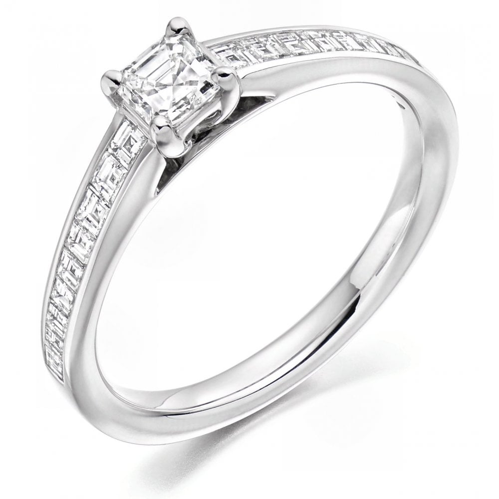 Platinum 0.35ct D VVS1 GIA asscher cut diamond ring