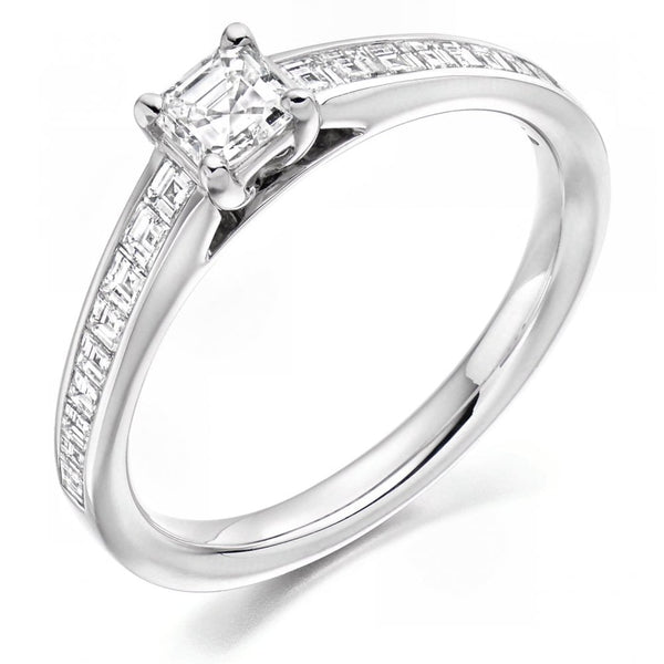 Platinum 0.35ct D VVS1 GIA asscher cut diamond ring