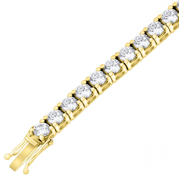 Lab grown 18ct yellow gold 17.00ct round diamond tennis bracelet