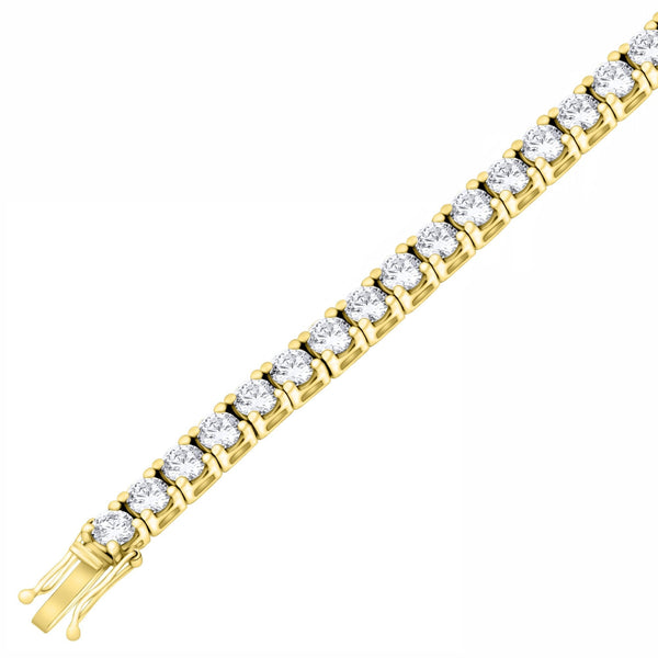 Lab grown 18ct yellow gold 17.00ct round diamond tennis bracelet