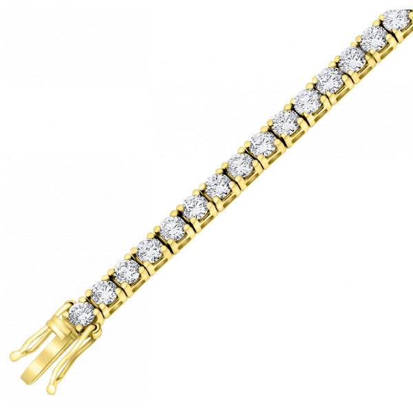 Lab grown 18ct yellow gold 6.00ct round diamond tennis bracelet