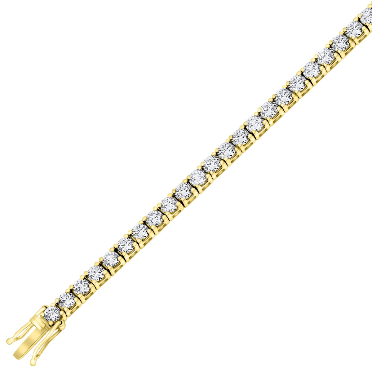 Lab grown 18ct yellow gold 6.00ct round diamond tennis bracelet