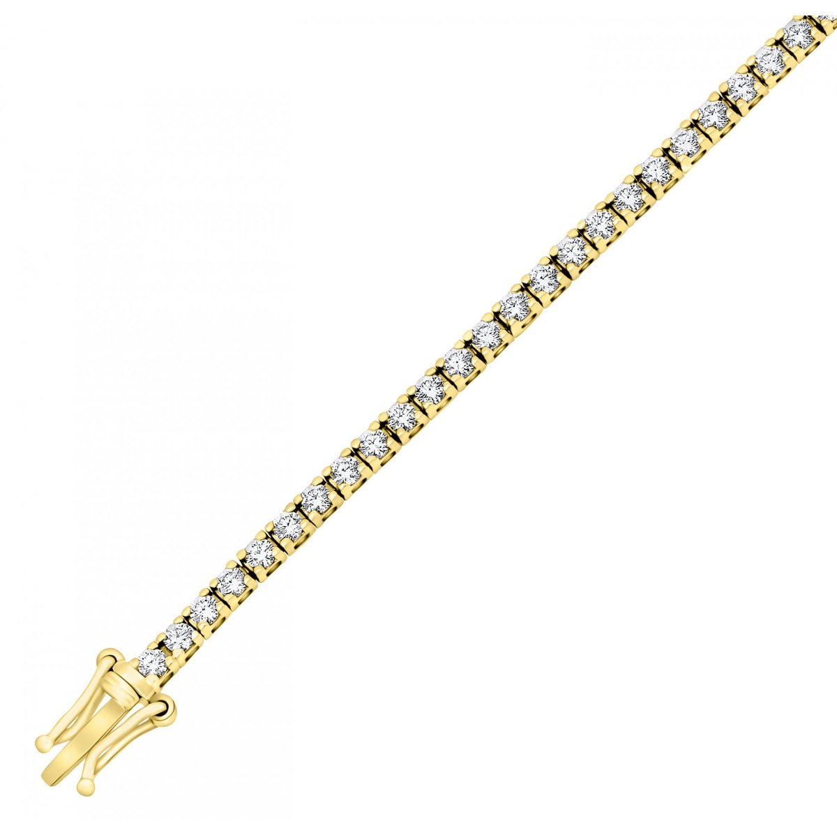 Lab grown 18ct yellow gold 2.00ct round diamond tennis bracelet