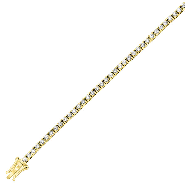 Lab grown 18ct yellow gold 2.00ct round diamond tennis bracelet