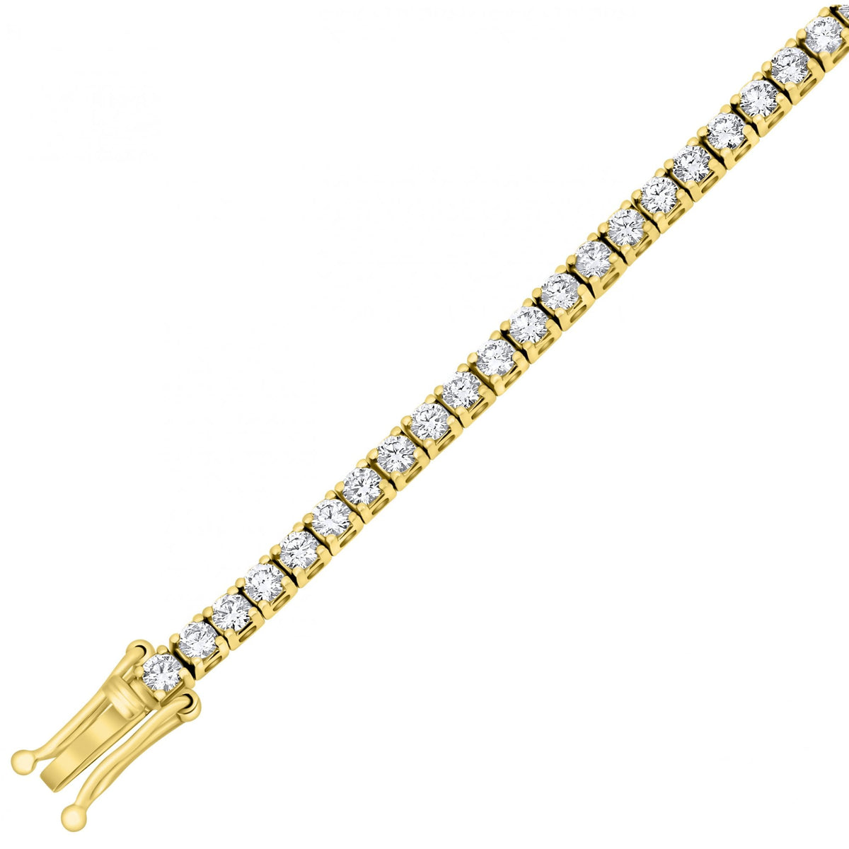 Lab grown 18ct yellow gold 3.00ct round diamond tennis bracelet
