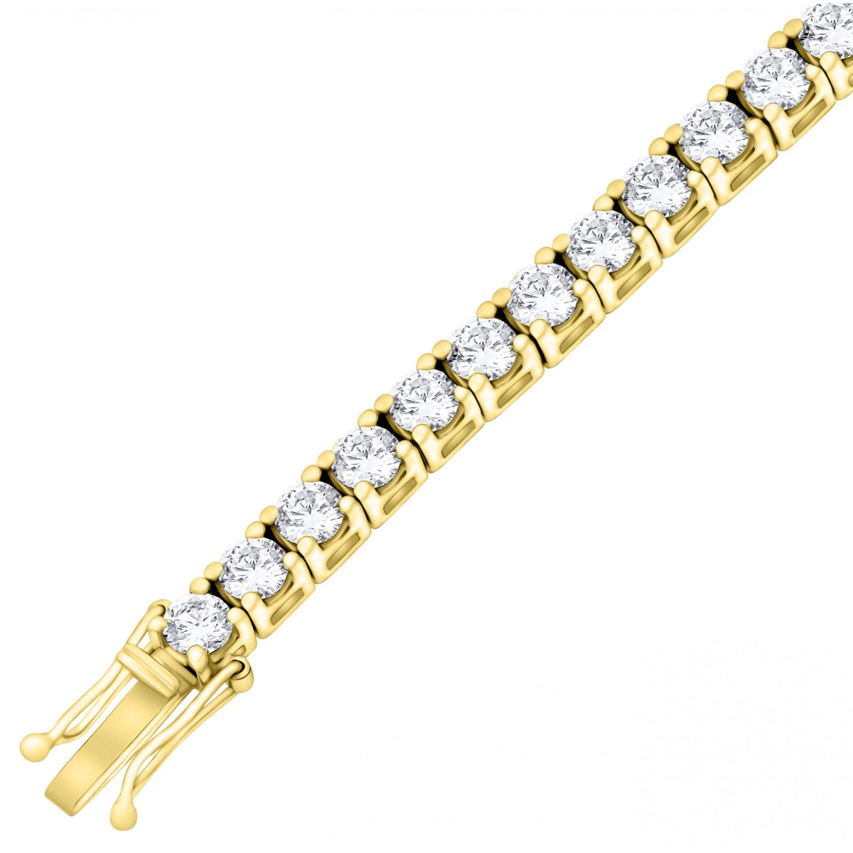 Lab grown 18ct yellow gold 9.00ct round diamond tennis bracelet