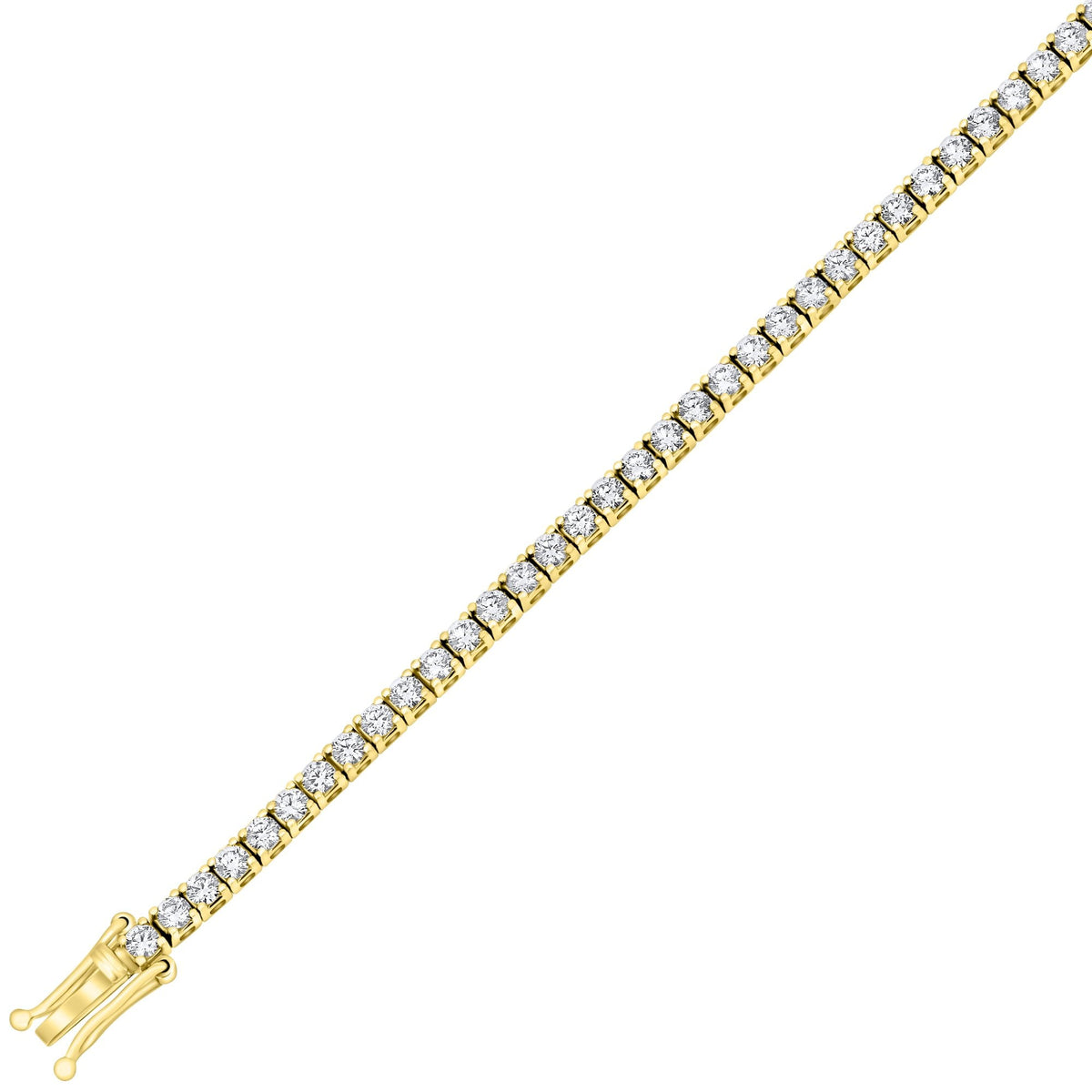 Lab grown 18ct yellow gold 3.00ct round diamond tennis bracelet