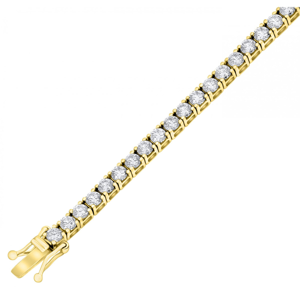 Lab grown 18ct yellow gold 4.00ct round diamond tennis bracelet