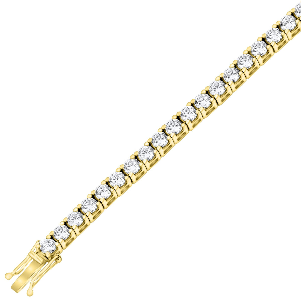 Lab grown 18ct yellow gold 9.00ct round diamond tennis bracelet