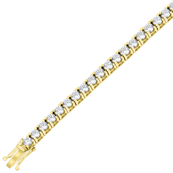 Lab grown 18ct yellow gold 9.00ct round diamond tennis bracelet