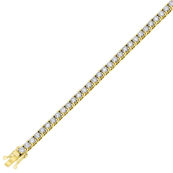 Lab grown 18ct yellow gold 4.00ct round diamond tennis bracelet