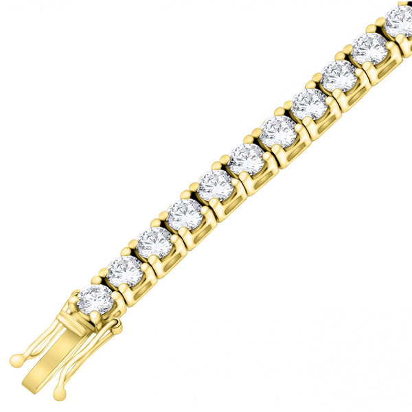 Lab grown 18ct yellow gold 12.00ct round diamond tennis bracelet